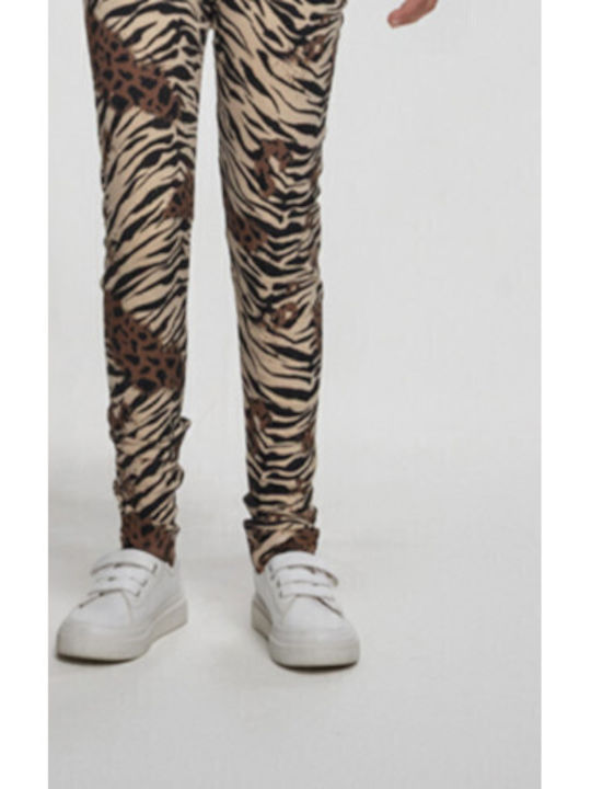 Kids Leggings Set Long Beige Animal Print