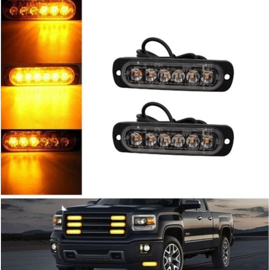 Set 2 Foxmag24 6 Led Strobe Lights Yellow Warning Lights Platform Atv Tractor Jeep Off Road