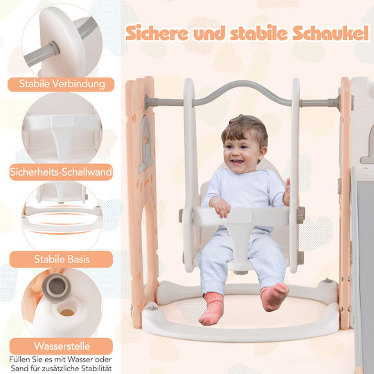 Costway Slide with Basket Pink