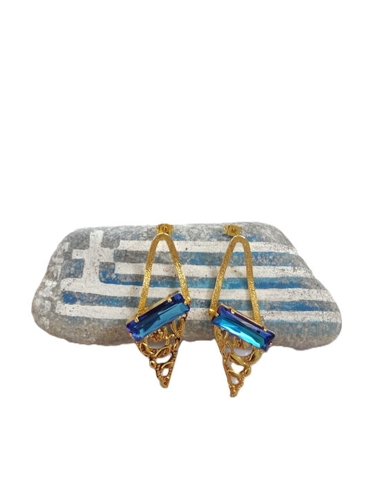 Loua Jewels Σκουλαρίκια Κρεμαστά Επιχρυσωμένα με Πέτρες