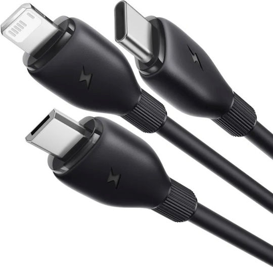 Baseus Fast USB to micro USB / Lightning / Type-C 1.3m 3.5A Cable (P10376303121-00)
