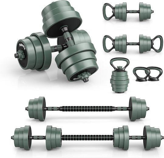 Costway Dumbbell Set with Bar Total Weight 20kg with Stand