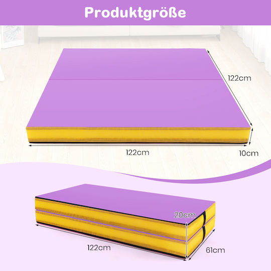 Costway Упражнение Мат Пилатес Многоцветен с преносима дръжка (122x122x10см)