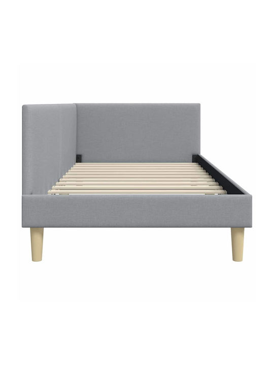 Single Bed Upholstered with Light Grey Fabric with Slats for Mattress 80x200cm