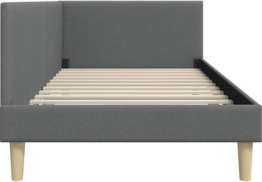 Einzelschlafbett Mit Stoff Dunkelgrau Mit Lattenrost Für Matratze 90x200cm