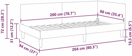 Einzelschlafbett Mit Stoff Dunkelgrau Mit Lattenrost Für Matratze 90x200cm