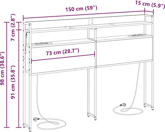 vidaXL Tăblie De Pat Din Lemn Gri Sonoma 150x98cm