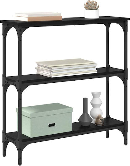 Metal Console Table Black Oak L75xW22.5xH75cm