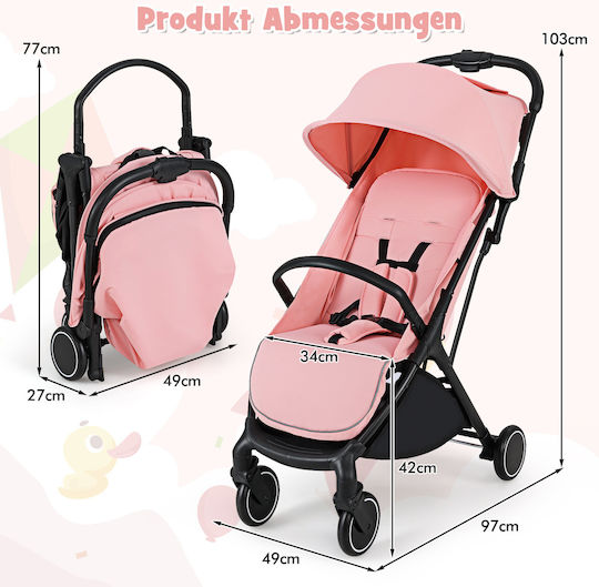 Costway Baby Stroller Suitable for Newborn Pink 6.6kg