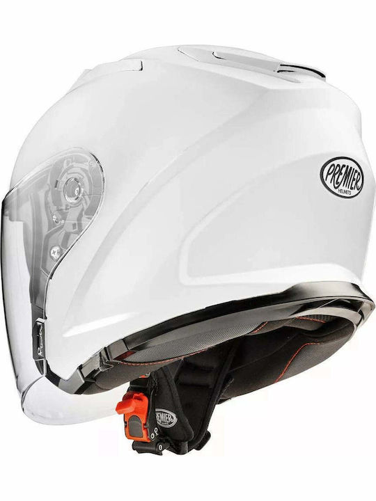 Premier Dokker U8 White Gloss Motorcycle Helmet Jet ECE 22.06 with Sunvisor