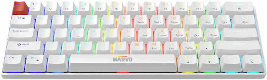 Marvo Saber 61 KG933G Gaming Μηχανικό Πληκτρολόγιο με Jixian Red διακόπτες και RGB φωτισμό (Αγγλικό US) Λευκό