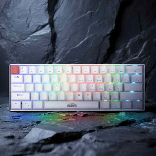 Marvo Saber 61 KG933G Gaming Μηχανικό Πληκτρολόγιο με Jixian Red διακόπτες και RGB φωτισμό (Αγγλικό US) Λευκό