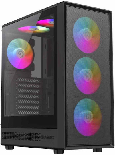 GameMax Storm 2 AB Gaming Midi Tower Computer Case with Side Window and ARGB Lighting Black