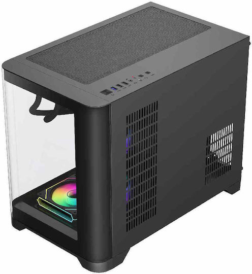 GameMax HYPE-M Gaming Mini Tower Κουτί Υπολογιστή με Πλαϊνό Παράθυρο και ARGB Φωτισμό Μαύρο