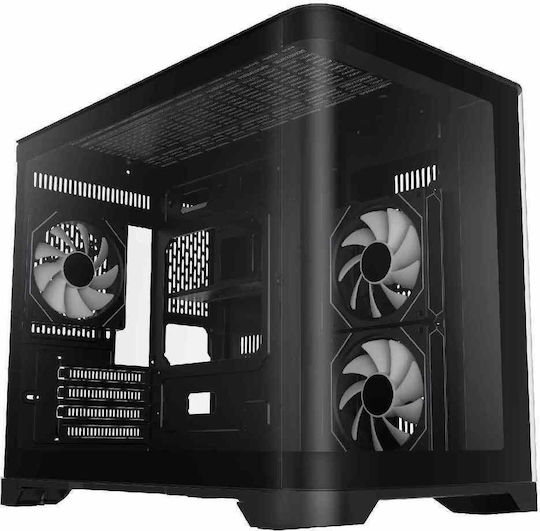 GameMax HYPE-M Gaming Mini Tower Κουτί Υπολογιστή με Πλαϊνό Παράθυρο και ARGB Φωτισμό Μαύρο