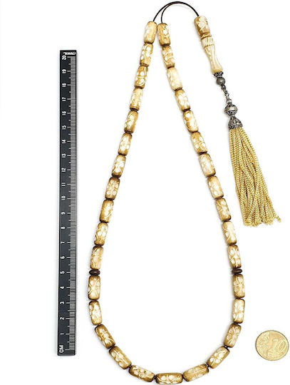 Roloi Komboloi Camel Bone Worry Beads with 33 Beads Multicolour 46cm