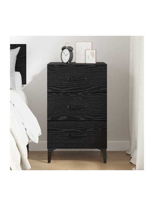 Wooden Bedside Table Black Oak 40x40x66cm