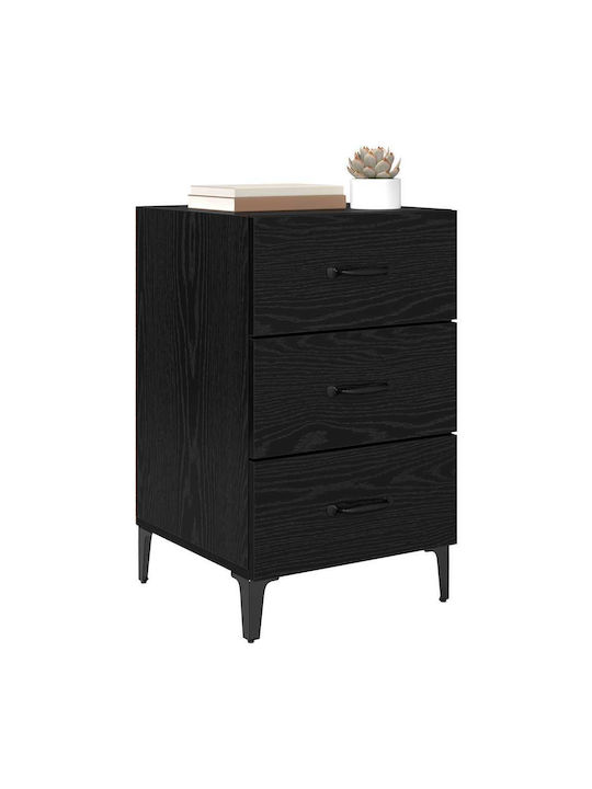 Wooden Bedside Table Black Oak 40x40x66cm