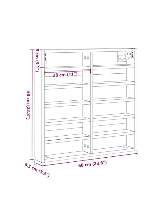 Ράφι Τοίχου Δρυός 60x8.5x58εκ.