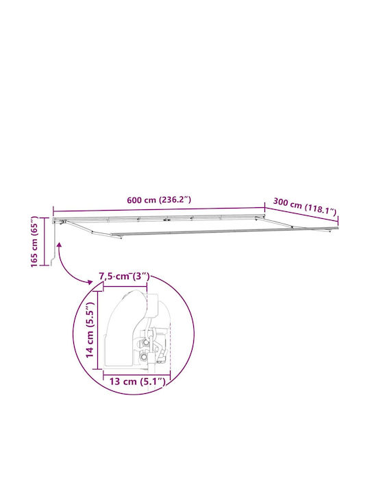 vidaXL Cort Terasă cu LED Portocaliu x3m