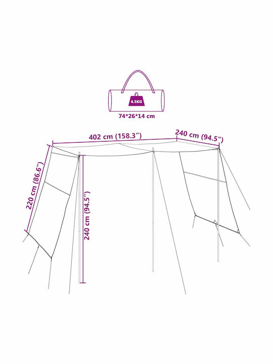 vidaXL Zelt Terrasse Blau 3.02x2.4m