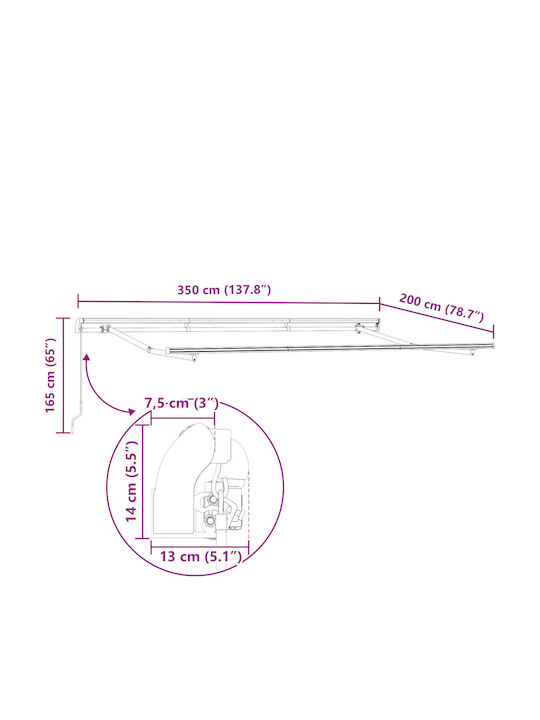 vidaXL Terrace Wall Tent Brown 3.5x2cm