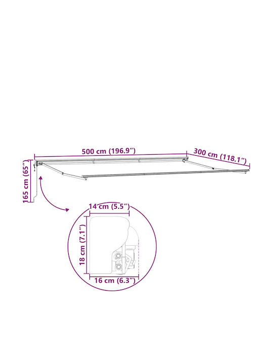 vidaXL Tenda-Rahmen Terrasse 5x3m