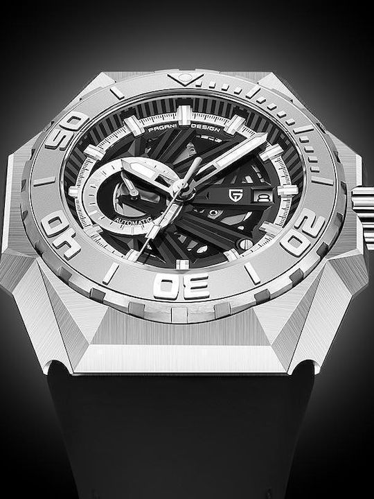 Pagani Design Men's Watch Chronograph Automatic with Black Leather Strap