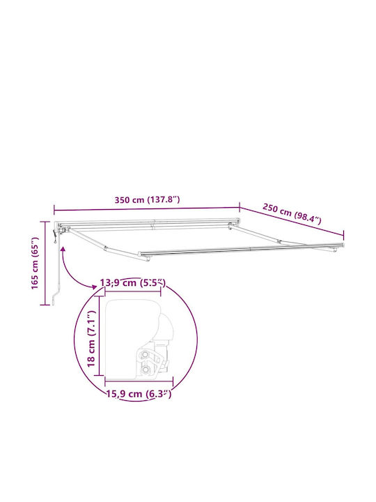 vidaXL Σκελετός Τέντας Βεράντας 3.5x2.5m