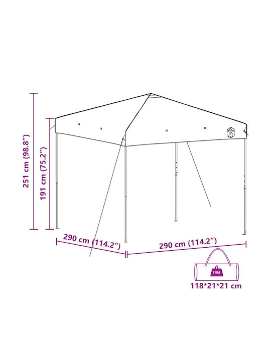 vidaXL Κιόσκι Κήπου Μπλε 3x3m