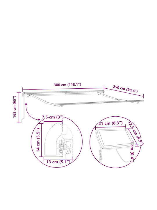 vidaXL Schelet De Copertină Terasă Cu LED 3x2.5m
