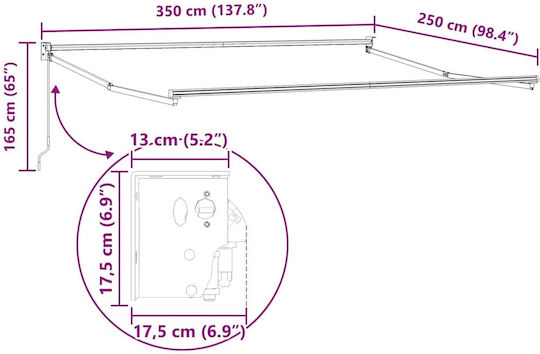 vidaXL Πλαίσιο Τέντας Λευκό 2.5x3.5m