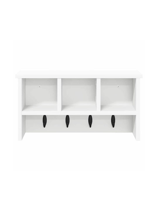 vidaXL Wooden Wall Hanger White 50x26x16cm 1pc