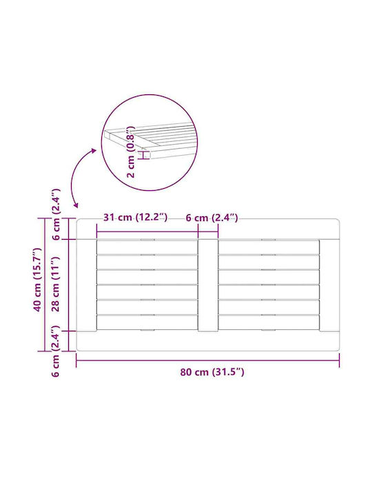 vidaXL Dreptunghiulară Suprafața mesei din Lemn Masiv Acacia 80x40x2.2cm 4108093 1buc