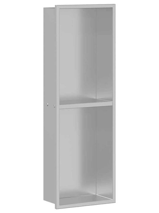 vidaXL Επιτοίχια Ραφιέρα Μπάνιου Μεταλλική 20x9.5x60cm Ασημί