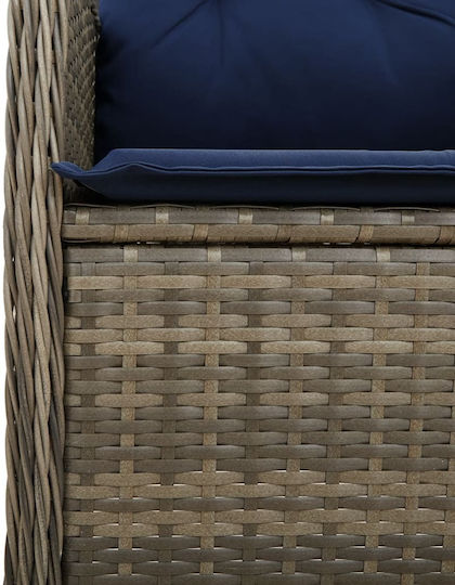 Outdoor Chair Rattan Gray with Cushion 2pcs 36x56x89cm