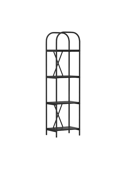 Floor-standing Living Room Display Cabinet made of Wood & Metal with Glass Black Oak 40x30x146cm