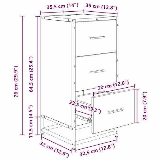 vidaXL Ντουλάπι Μπάνιου 35.5x35x76cm Δρυς