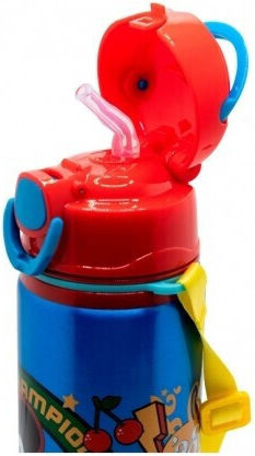 Water Bottle Kids Water Bottle Mickey Aluminium with Straw Blue 730ml
