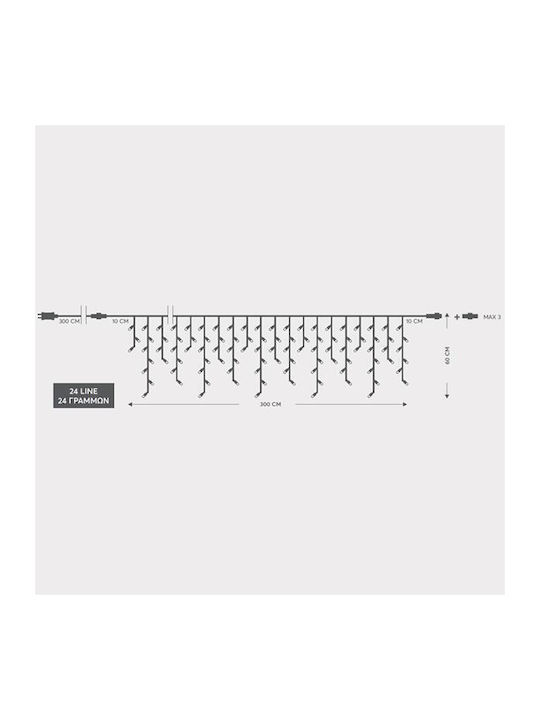 119 Lichterketten LED 5m. x 50cm Warmes Weiß Typ Regen 1Stück