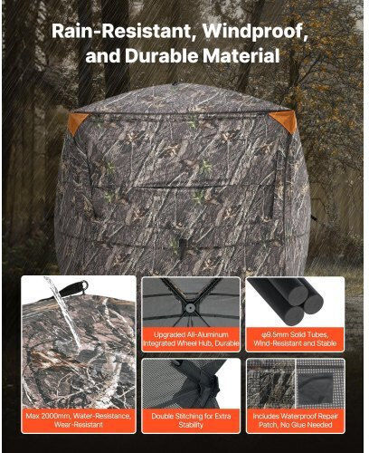 Vevor Hunting Blind See Through Σκηνή Κυνηγιού Καφέ για 5 Άτομα 178x178x205εκ.