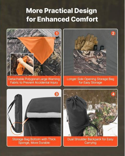 Vevor Hunting Blind See Through Σκηνή Κυνηγιού Καφέ για 5 Άτομα 178x178x205εκ.