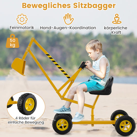 Kids Ride On Excavator Foot-to-Floor with Pedal Yellow