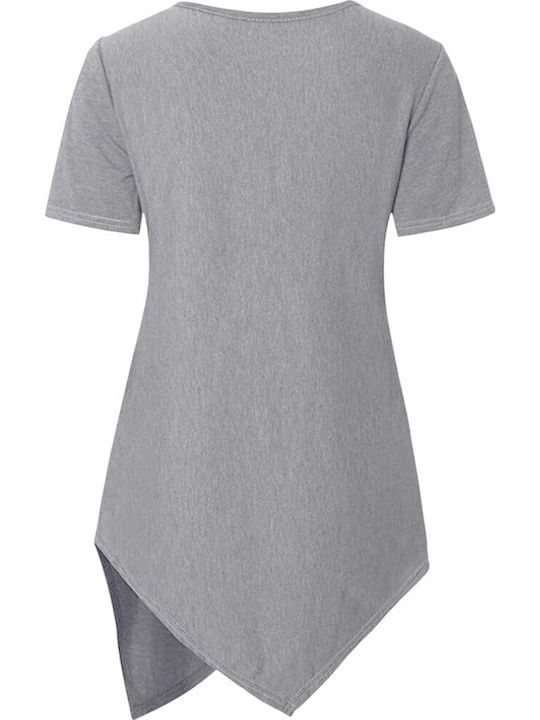 Gray Short Sleeve Asymmetric Nursing Top Queen Mother
