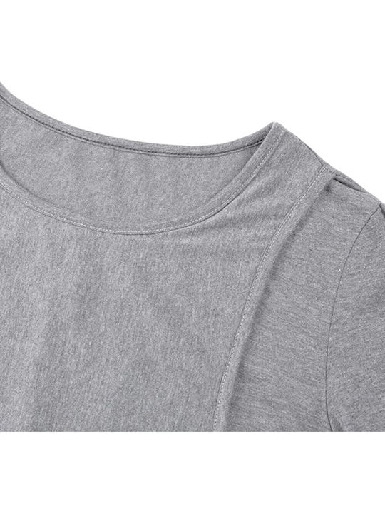 Gray Short Sleeve Asymmetric Nursing Top Queen Mother
