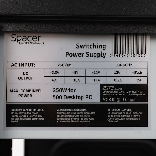 Spacer Apollo Middle Tower Carcasă Calculator Negru
