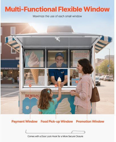 Vevor 152x92 Cm Concession Stand Serving Window Food Truck Service Awning