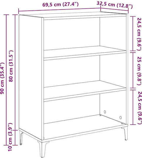 Sideboard Wooden Coffee 32.5x69.5x90cm