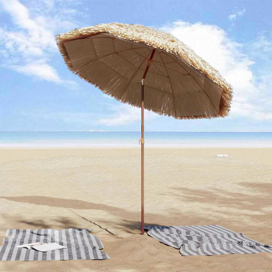 vidaXL Folding Beach Umbrella Diameter 1.6m Beige
