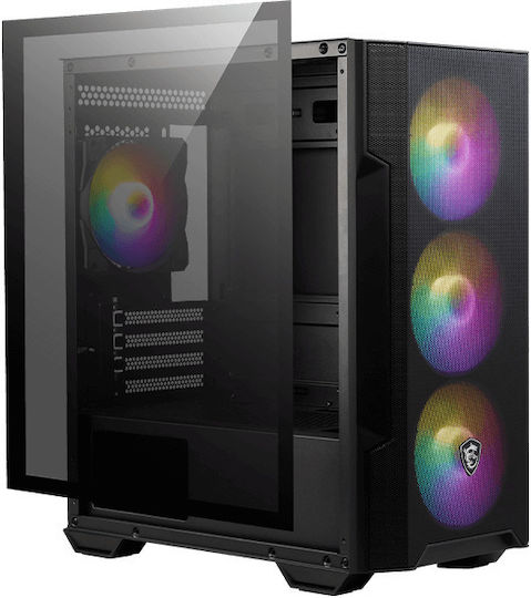 MSI MAG Forge M100A Gaming Micro Tower Carcasă PC cu Deschidere Laterală și Sistem Iluminare RGB Sursă De Alimentare 600W